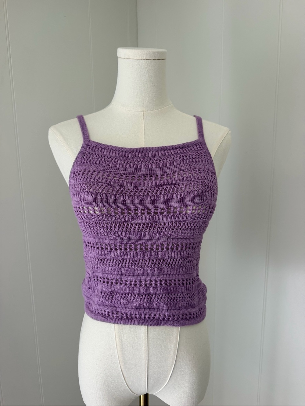 H&M Lilac Openwork Knit Tank Top